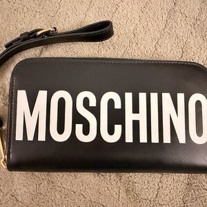 Moschino Black Wristlet with White Logo